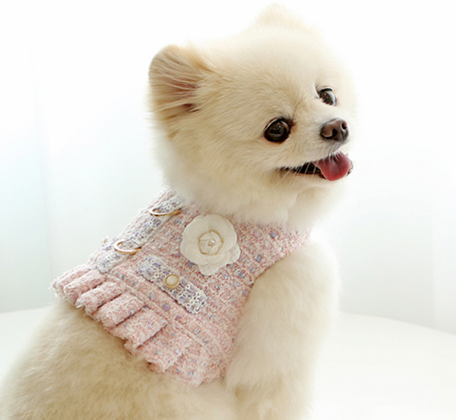 이츠독 강아지 클로이 트위드 하네스, 핑크, 1개