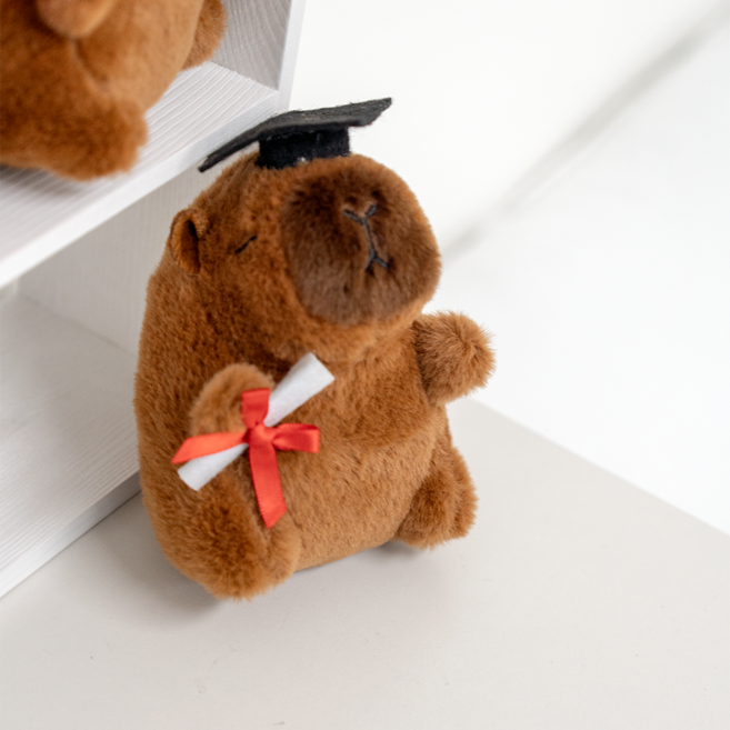카피바라 키링 인형, 11cm, 학사모, 1개