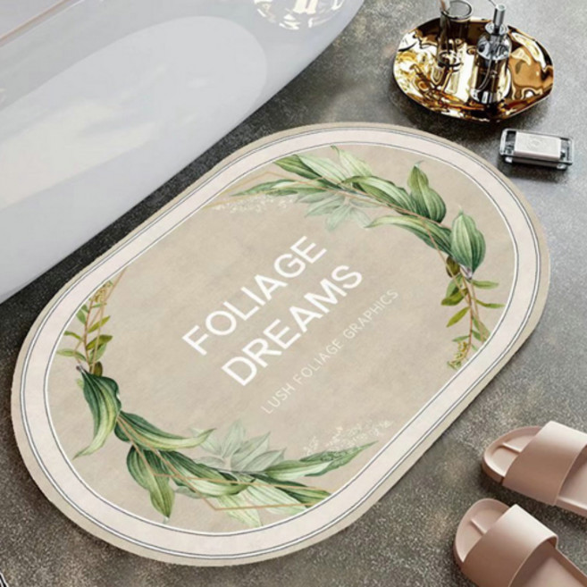 위더홈 네이처 아트 논슬립 매트, 베이지, 1개