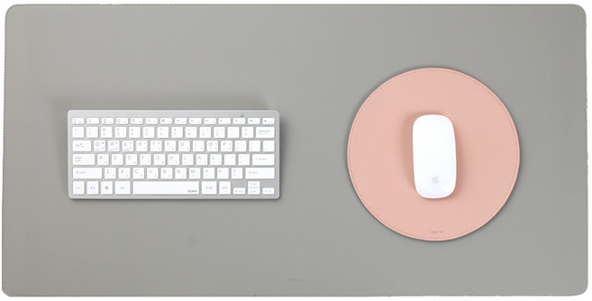 문구백서 가죽 데스크매트 + 마우스패드 세트, 그레이(데스크매트), 핑크(마우스패드)