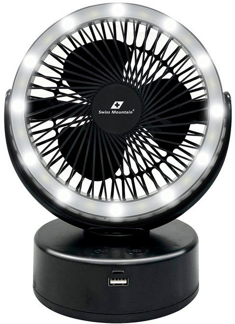 스위스마운틴 LED 캠핑 선풍기, BL-001, 블랙