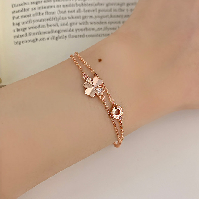 스타일플래닛 여성용 네잎클로버 큐빅포인트 팔찌