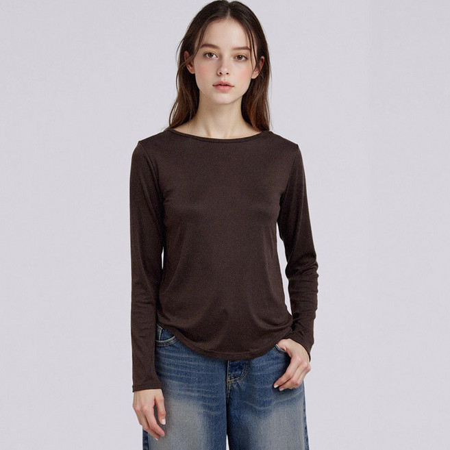 부루앤쥬디 여성용 G 여리 슬림 보트넥 긴팔 티셔츠 BORITSE03D