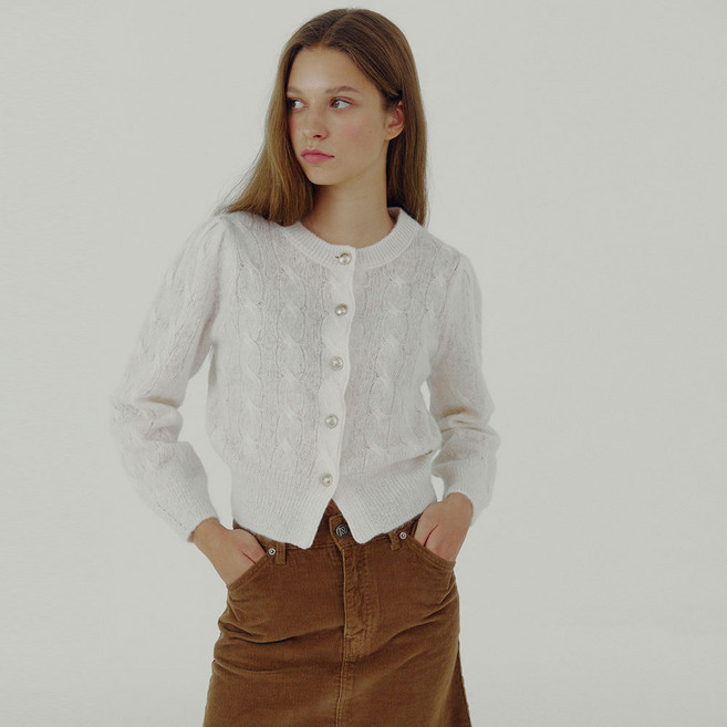 온앤온 여성용 케이블알파카 가디건