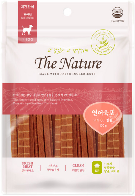 굿데이 강아지 더네이쳐 간식, 연어육포, 100g, 1개