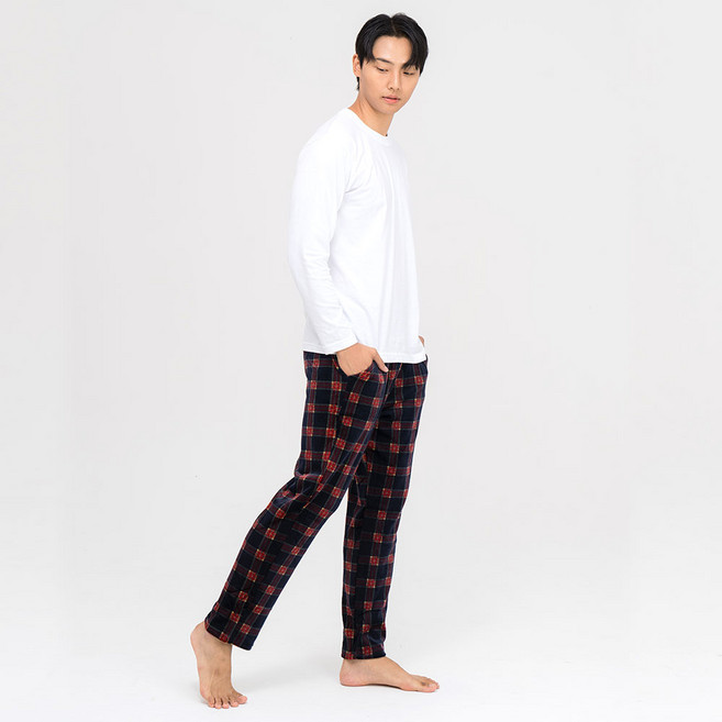 에이원 남성용 울트라 기모 패턴 체크 잠옷 바지 MP-9005