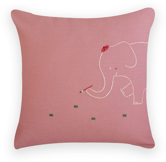 룸플러스 컬러풀 리틀엘리 린넨 쿠션, 로지핑크