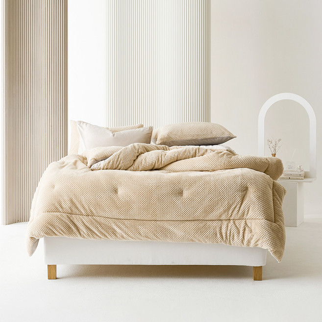 라뽐므 코지 와플 극세사 자가발열 차렵이불 세트