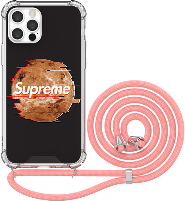 JUST4YOU 슈프림 투명 방탄 강화 목걸이 휴대폰 케이스