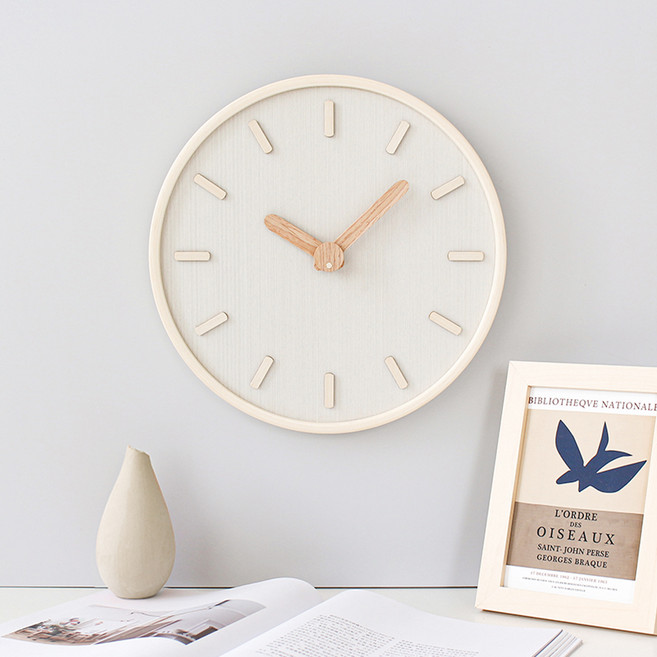 MJK 바닐라우드 무소음 벽시계, 화이트내츄럴
