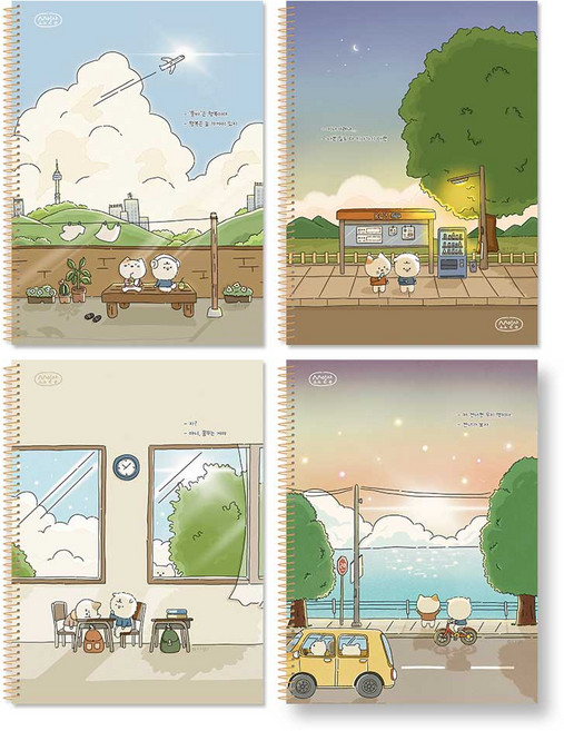 아이비스 소소일상 슬림 골드원링 노트 4종세트, 혼합발송, 1세트