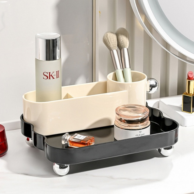 레드케비넷 실버다리 분리형 다용도 트레이 화장품정리함 HR766, 블랙, 1개