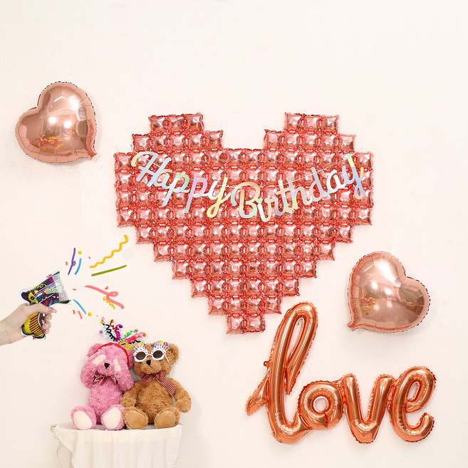 피앤비유니티 빅하트 생일장식세트 모음, 러브형 로즈골드, 1세트