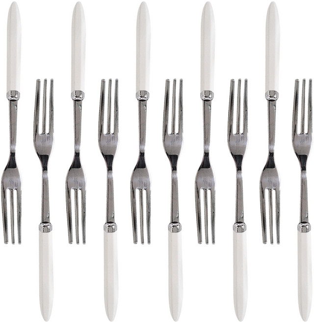 프리미엄 스텐 티포크, 화이트, 10개