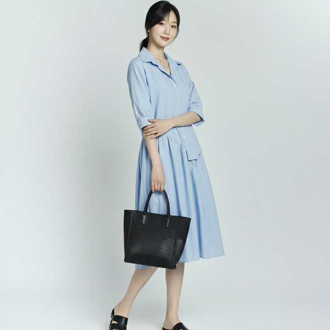 ATTERLIC Loriel 寬鬆版型襯衫中長版洋裝 11365, 藍色