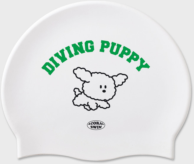 어코랄 실리콘 제작 수영모, 다이빙퍼피 그린, 1개