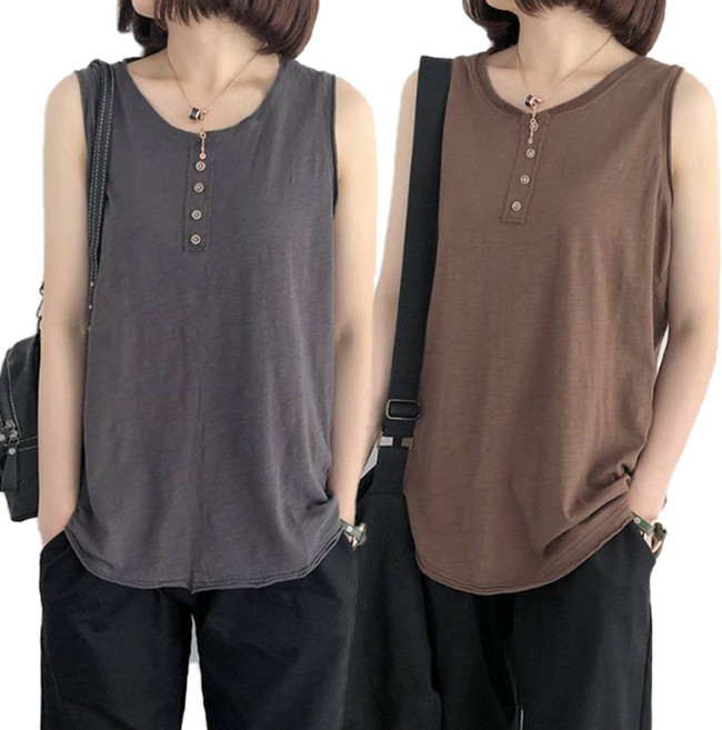 리치언니 여성용 라운드 빅사이즈 민소매 티셔츠 2종 세트