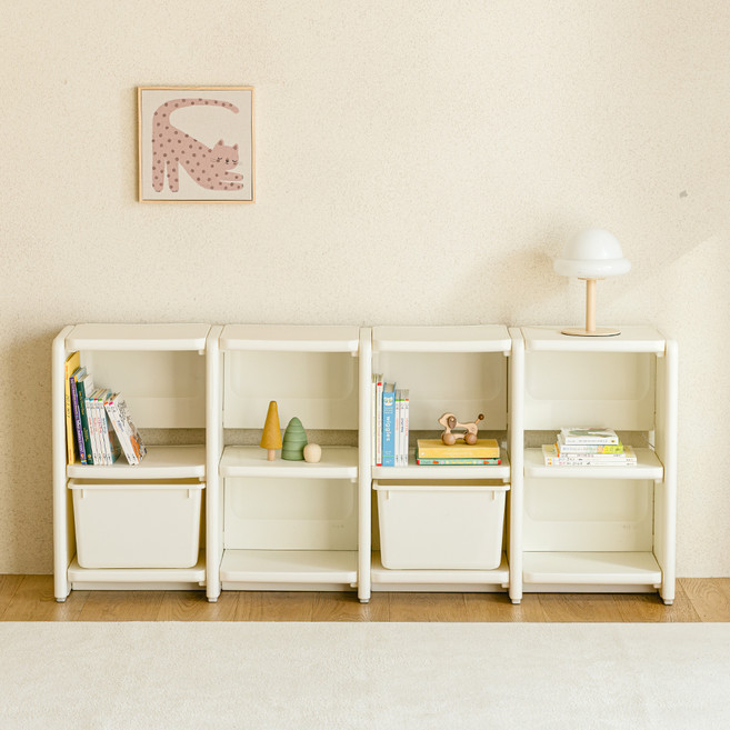 루나스토리 유아용 낮은 책장, 크림, 2단
