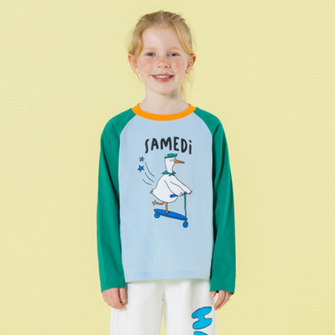 아이러브제이 아동용 쌈디 배색 싱글 티셔츠