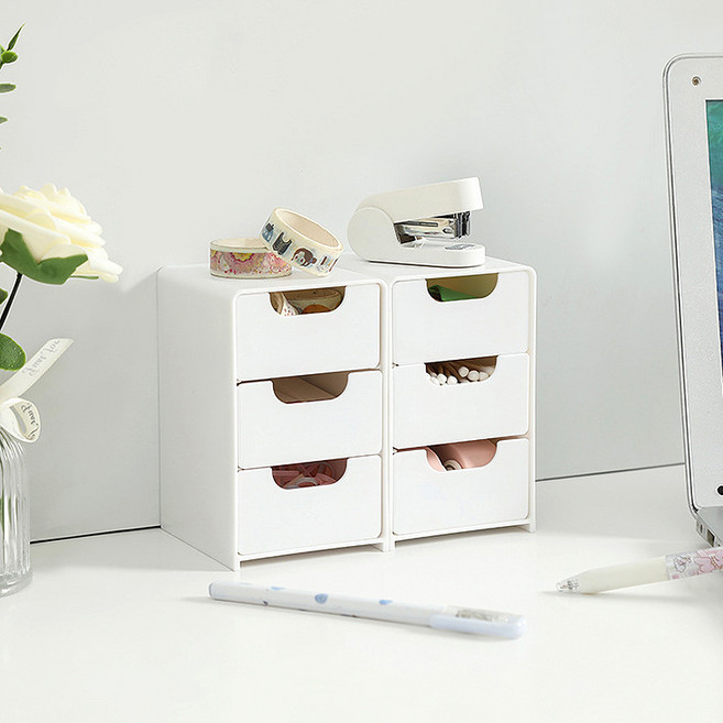MF스토어 3단 미니 다용도 책상 욕실 화장품 정리 서랍 수납함, 1개, 화이트