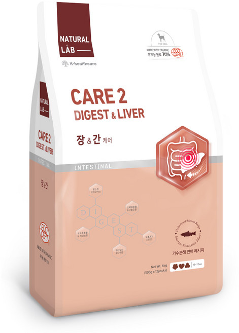 네츄럴랩 강아지 케어 유기농 기능성 사료, 간+장건강, 6kg, 1개