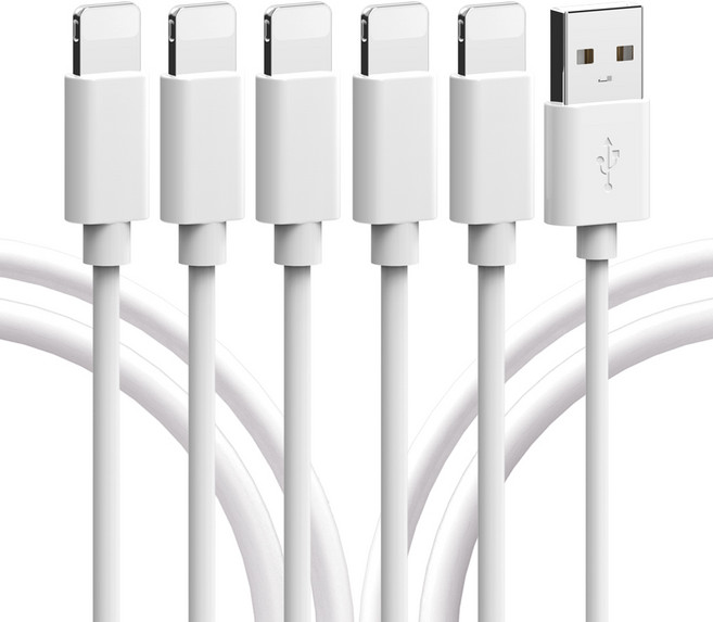 서가 아이폰 8핀 고속충전 케이블, 화이트, 5개, 1m