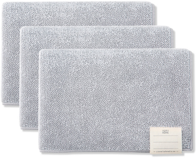 나혼자쓰는 풋타월 196g 극세사 70 x 50 cm, 그레이, 3개