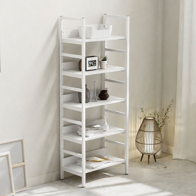 가구느낌 철제 인테리어 리버책장 700, 화이트화이트, 5단