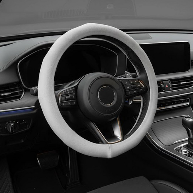 블랙스미스에어펌프 실리콘 자동차 핸들커버 논슬립 미끄럼방지 전차종, 코튼베이지