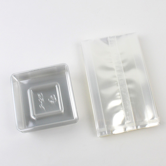 아이엔피 사각 쿠키 비닐 + 받침 세트 소, 투명, 50개