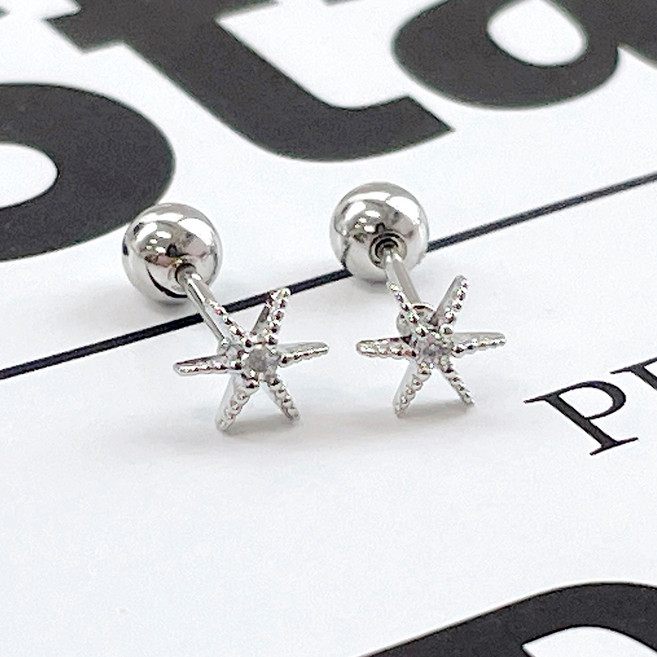 젤루나 여성용 써지컬 별똥별 큐빅 스터드 기본 심플 이너컨츠 바벨 볼타입 귀걸이 P-949