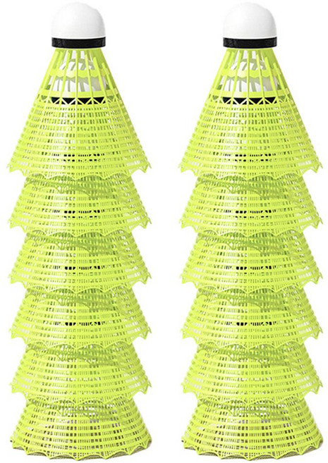 DAILYSHARE 練習用螢光羽毛球, 黃色螢光, 12個, 1入