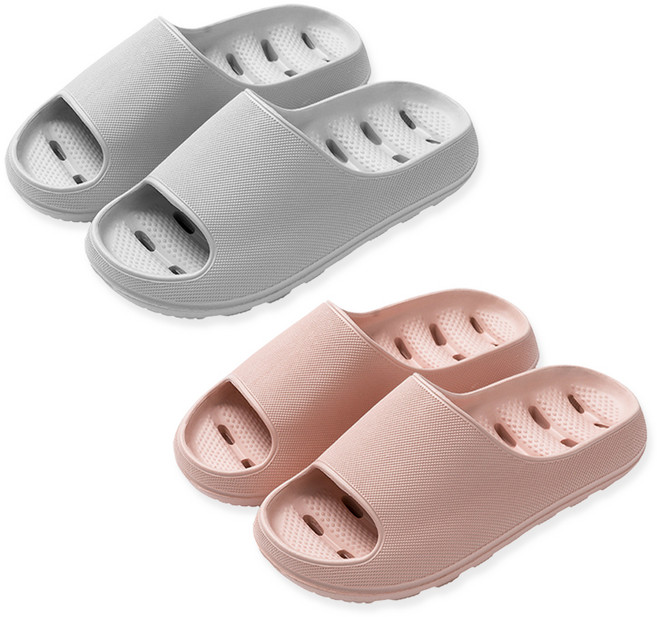 힐링스팟 남성용 논슬립 욕실 슬리퍼 + 여성용 논슬립 욕실 슬리퍼 세트, 그레이(남성용), 핑크(여성용), 1개