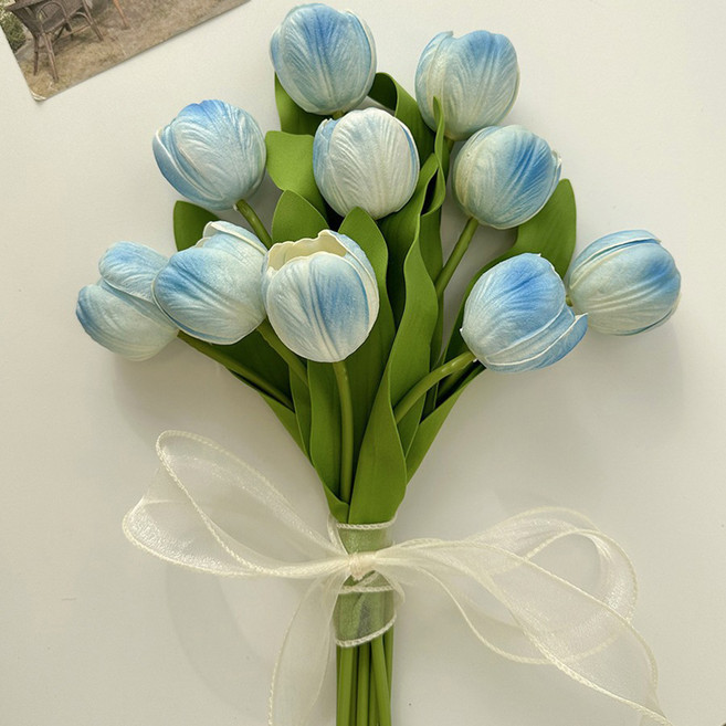 소유공간 조화 파스텔 튤립 꽃다발, 블루, 1개