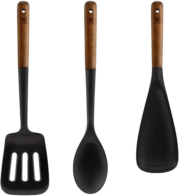 WAGENSTEIGER Flexibel 矽膠廚具3件組, 黑色, 1組, 開孔煎鏟 + 料理勺 + 炒菜鏟