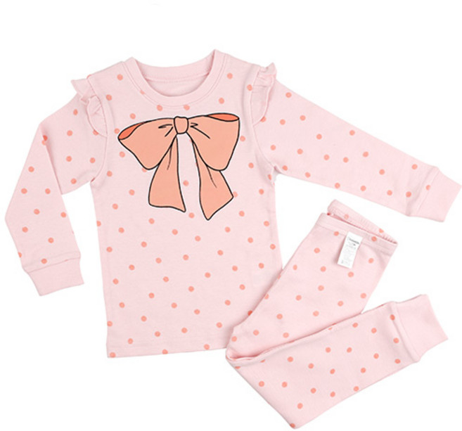 메이키즈 여아용 도트 빅리본 30수 후라이스 실내복 상하의 세트