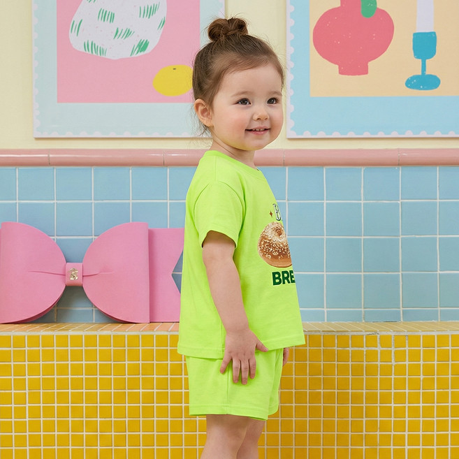 여름 베이글 반팔 티셔츠 + 반바지 세트