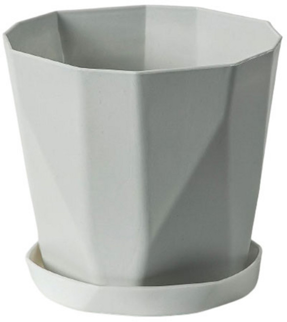 굿프랩 모던 플라스틱 화분 + 받침 90g, 라이트그레이, 1개