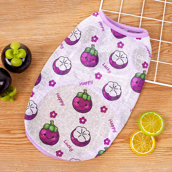 아티펫 반려동물 귀여운 과일패턴 대형견 조끼, 퍼플, 1개