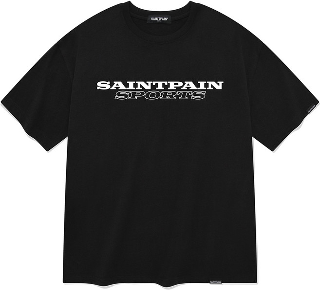 saintpain SAINT 運動涼感棉質短袖T恤, 黑色