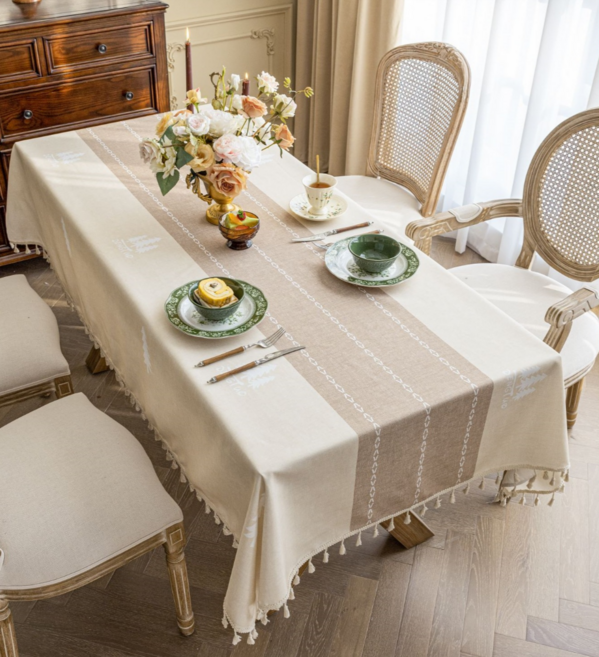 하루이 모던 4인 6인 방수 식탁보, 1개, 베이지, 90 x 140 cm