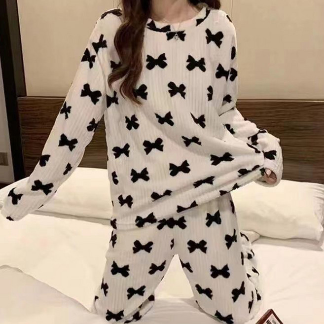 Elsso 女款舒適搖粒絨睡眠睡衣上衣+下褲套裝