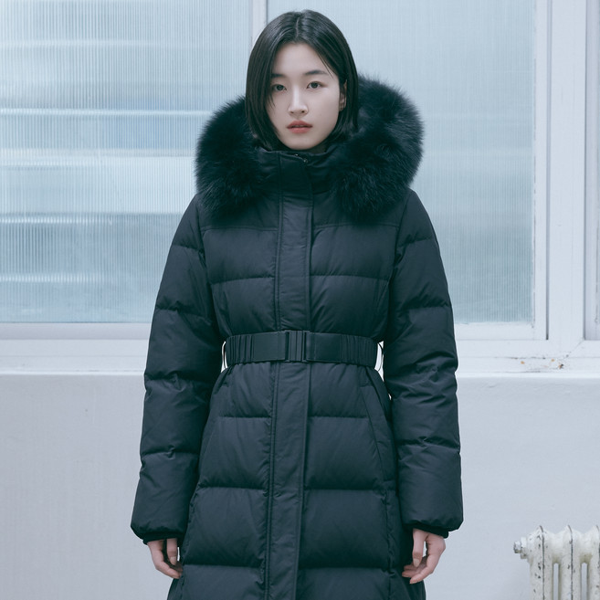 마인드브릿지 여성용 두굿 폭스퍼 디테쳐블 후드 롱덕다운 점퍼 MZDJ8204