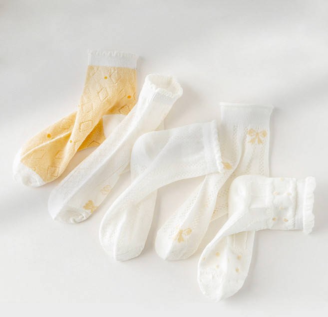 아이뿜 여아용 노랑나비 양말 5종세트 G54