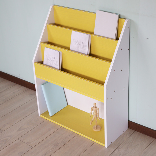 양지가구 전면책꽂이, 개나리, 3단