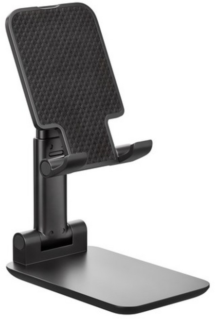 Home Planet 桌上型折疊式智慧型手機支架 11 x 6.5 x 12.5~16.5cm, 黑色, 1個