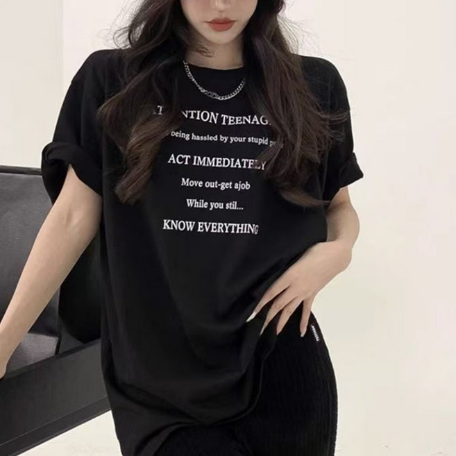 안다로미 여성용 틴에이져 박스 오버핏 반팔티