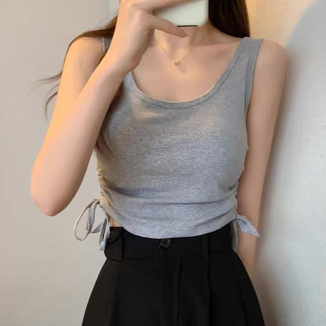 The Flow Commerce 女款抓皺肩帶可調式短版無袖T恤