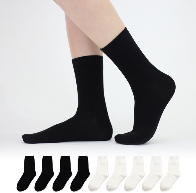 이지레그 여성용 롱 무지 중목 양말 10족