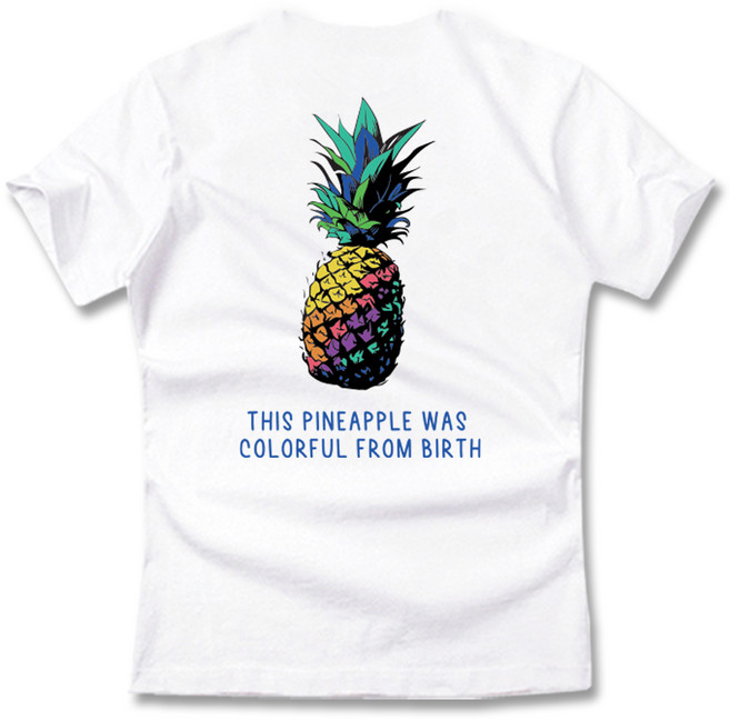 그랜피니 남녀공용 통기성 프리미엄 레인보우 파인애플 반팔 티셔츠 GFBT317
